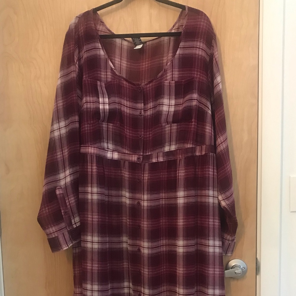 TORRID Shear Maroon Plaid High-Low Dress